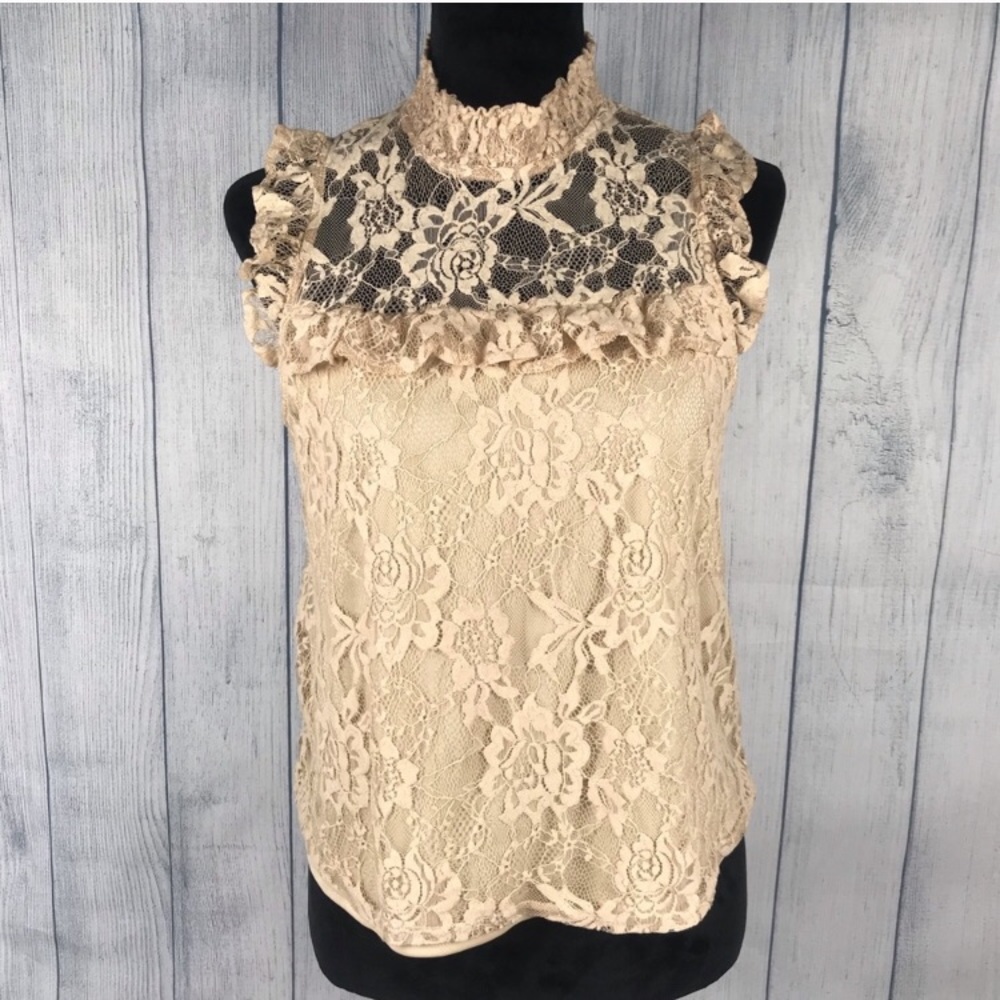 Bleuh Ciel champagne lace blouse